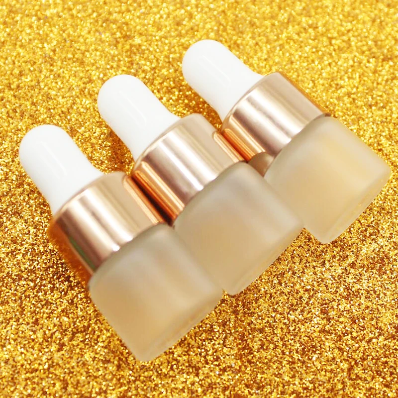 50pcs/lot 1ml 3ml 5ml Perfume Essential Oil Bottles Frosted Glass Dropper Bottle Jars Rose Gold Cover Essential Oil Vials 1000pcs lot 20mm full aluminum filp off cap cover glass vial bottle top sealed acc