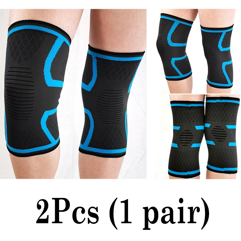 2pcs (1 pair) 2 шт., спортивные наколенники для бега, велоспорта, спортзала, поддерживающие подтяжки, эластичные нейлоновые компрессионные наколенники для волейбола, баскетбола - Цвет: 2pcs (1 pair)