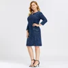 LIH HUA Women's Plus Size Denim Dress high flexibility  Slim Fit Dress Casual Dress Shoulder pads for clothing ► Photo 2/6