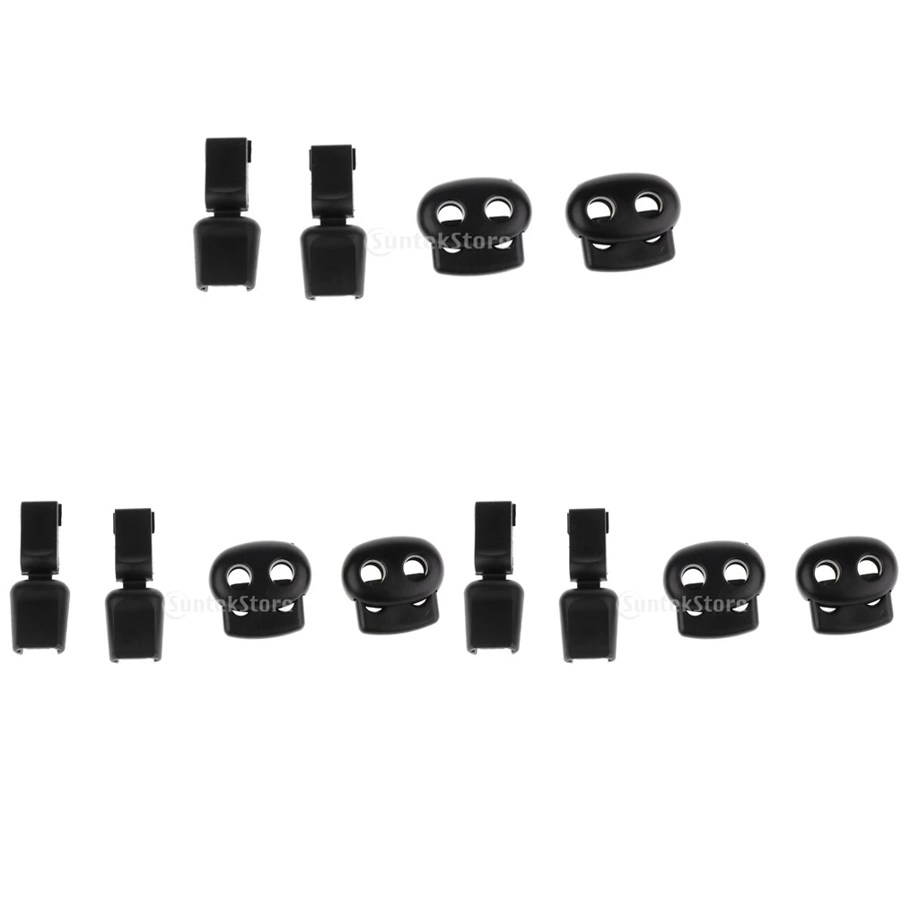 3 Pair Sport Shoes Lace Locks Set Shoelaces Strings Fastener Stopper Black Strong and Durable to Use