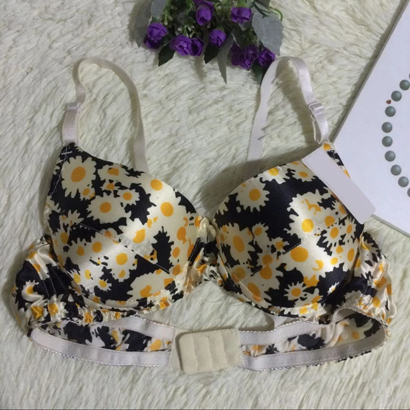 Женский бюстгальтер стальной поддержки мягкие цветочные Bralettes Спагетти ремень Мода Урожай Плюс Размер плотная повязка