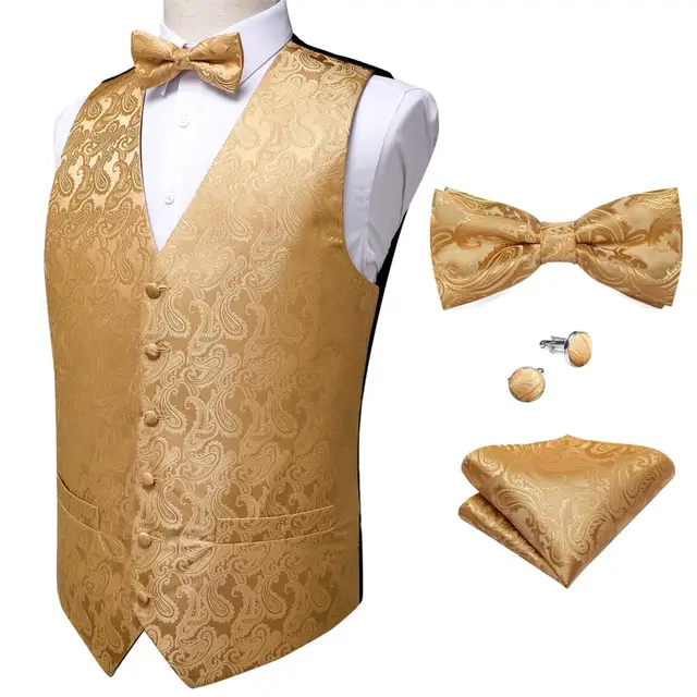 Black Paisley Wedding Suit Vest Formal 