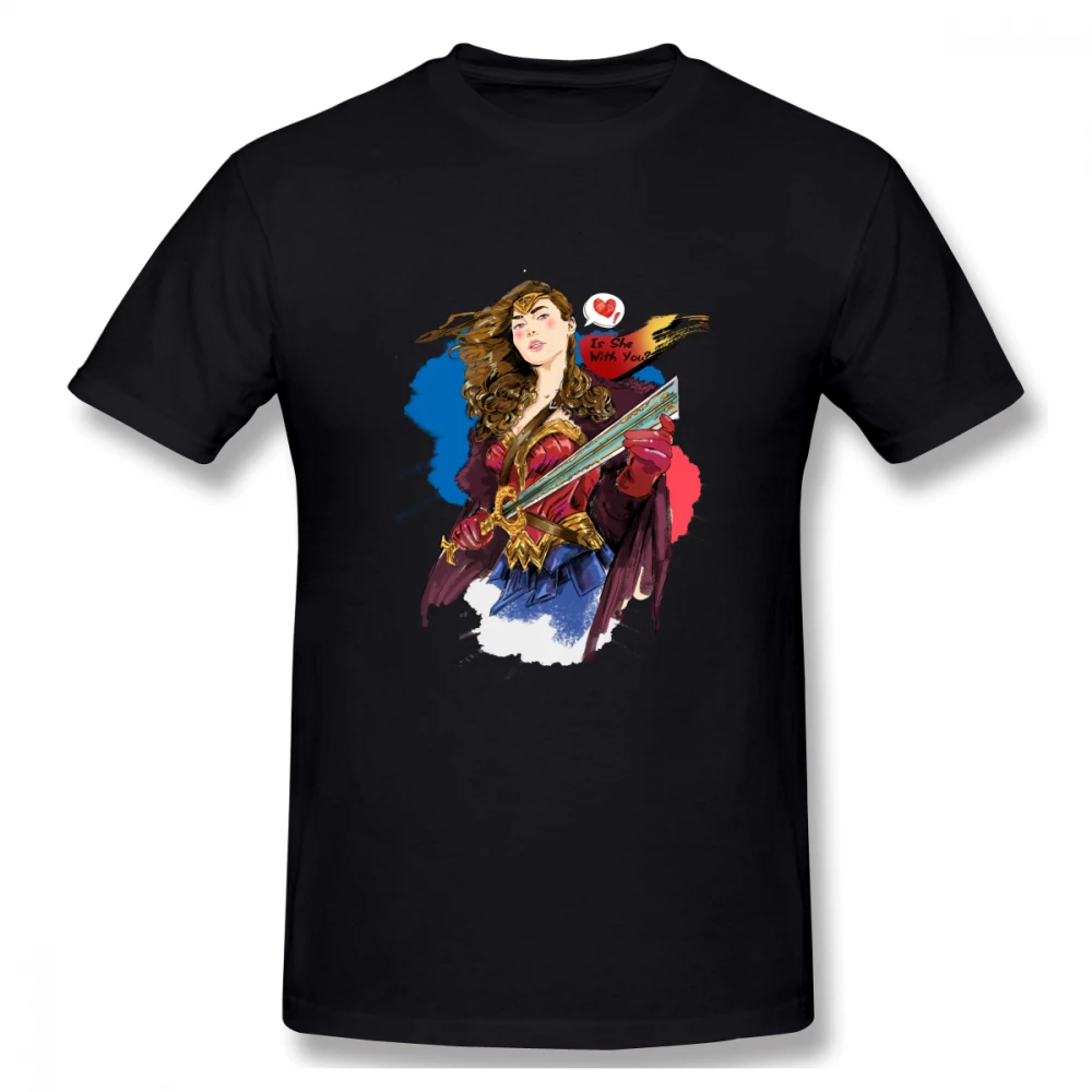 

Is She With You Legend Super Hero Woman Casual O-Neck Men's Basic Short Sleeve T-Shirt 100% Cotton Tee Shirt Printed