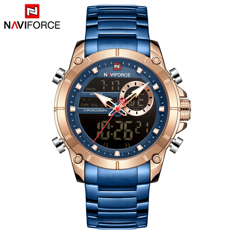 Часы наручные NAVIFORCE Мужские кварцевые брендовые Модные Роскошные Аналоговые