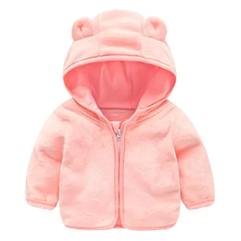 

Children's Hooded Sweater Casual Jacket Autumn Warm Soft Wool Jacket Baby Boy Cartoon Clothes Girl Pink Cute Ear Coat Jacket