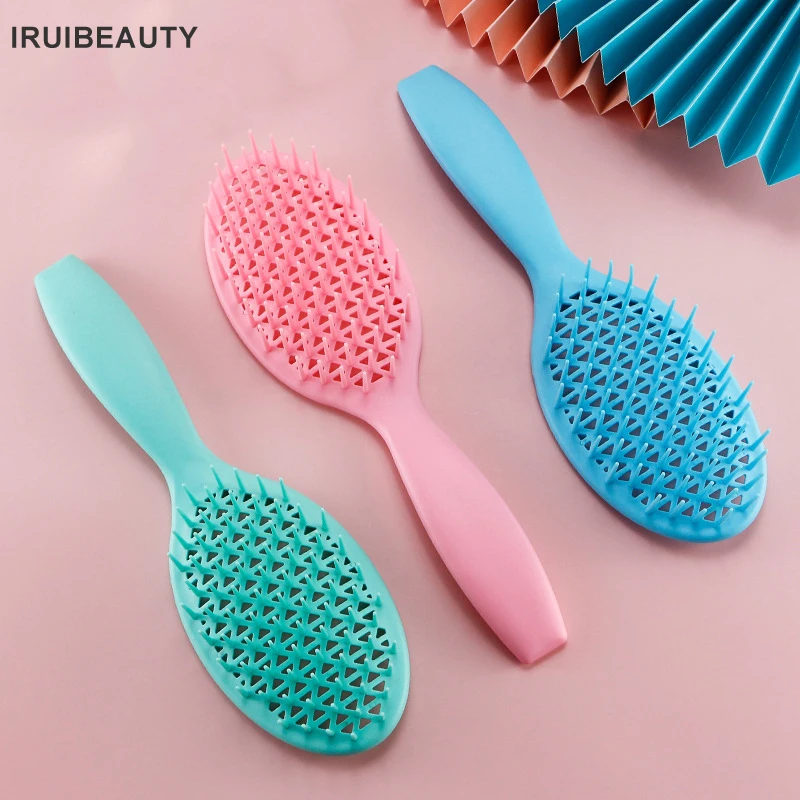 

2 Pcs Candy Color Massage Comb For Curly Hair Hollow Smooth Hair Comb Oval Mesh Hairdressing Comb Effectively Open Tangled Hair