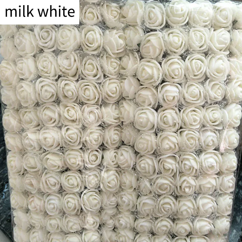 milk white Искусственные Свадебные цветы украшения Скрапбукинг аксессуары искусственный букет цветов 2 см DIY ВЕНОК подарок мини Пена розы - Цвет: milk white