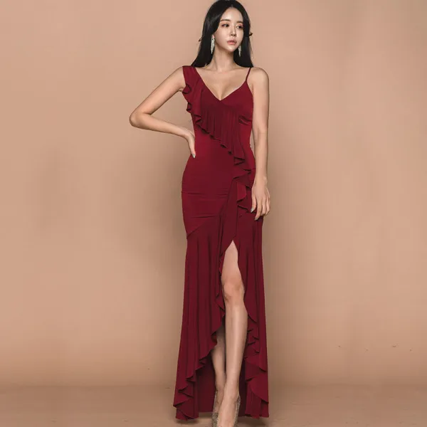 Sommer Asymmetrische Bodycon Kleid Mode Сексуальные вечерние Kleid Weibliche Kleid женское платье обычное однотонное - Цвет: Красный