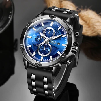 

Relogio Masculino Fashion Silicone strap Mens Watches LIGE Top Brand Luxury Wrist Watch Mens Quartz Clock Waterproof Chronograph