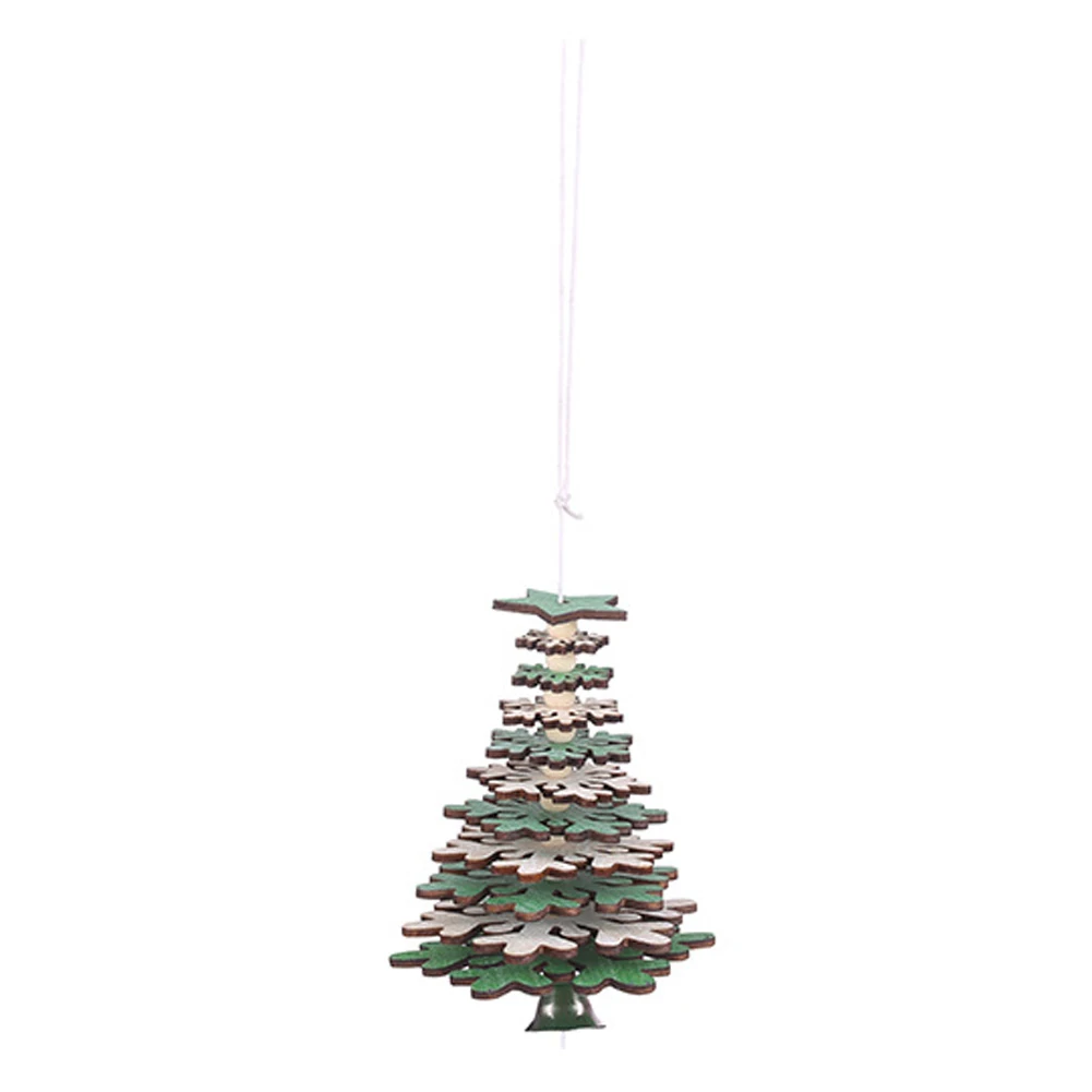 Рождественские деревянные украшения 3D Подвеска Висячие украшения для домашнего праздника deco noel bois рождественские серьги UYT - Цвет: snowflake green