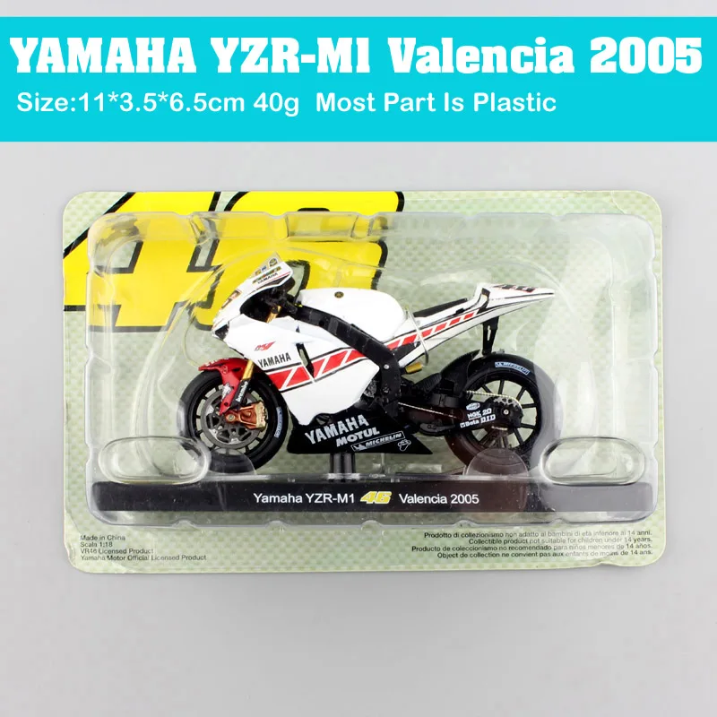 1 18 масштаб LEO YAMAHA YZR-M1 Valencia 2005 велосипед гонщик#46 модель мотоцикла транспортные средства Росси литья под давлением игрушка миниатюрная для коллекционных