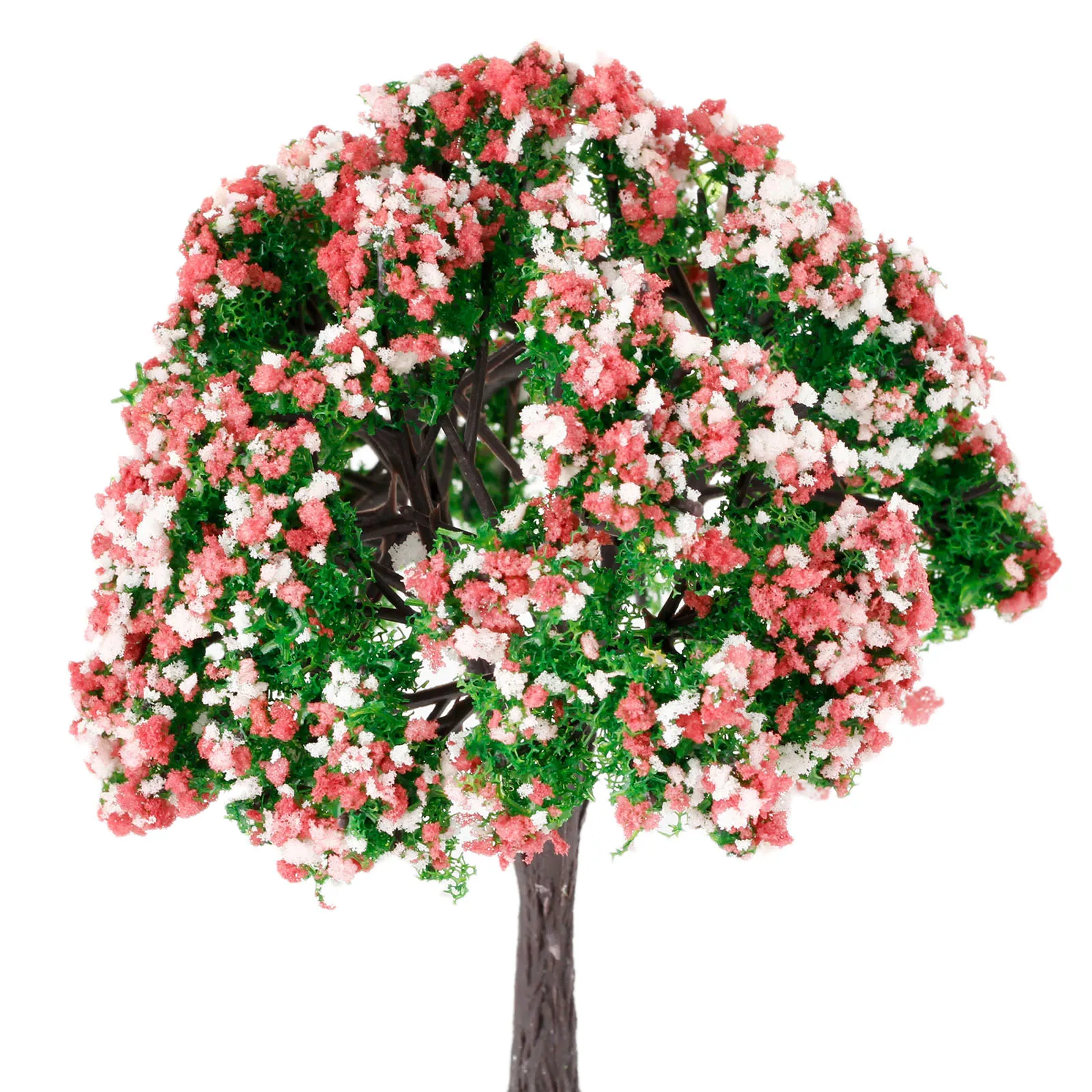4Pcs Model Trees With Peach Flowers Train Scenery Landscape DIY Scale 4-10cm 