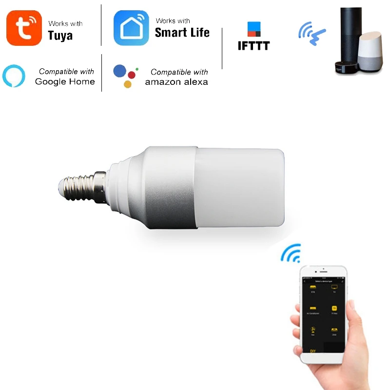 Умная Светодиодная лампа Е14 с Wi Fi и дистанционным управлением через
