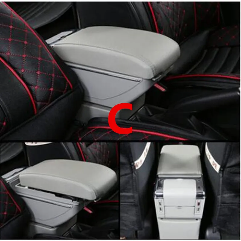 Для KIA Rio/rio 3 подлокотник коробка центральный магазин содержание коробка с подстаканником продукты интерьер автомобиля-Стайлинг аксессуар 2011 - Название цвета: C style gray