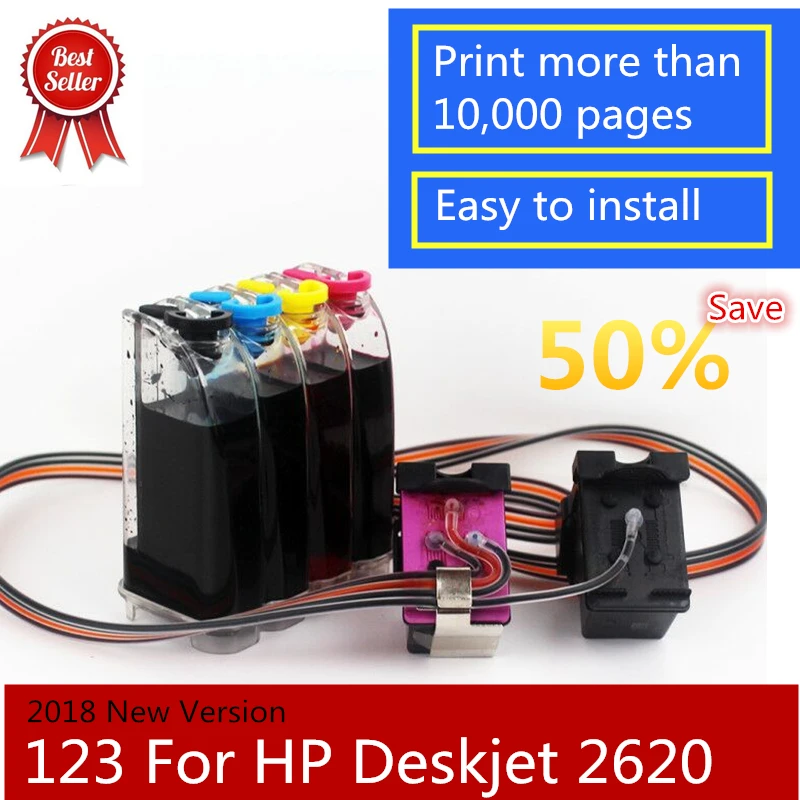 

2018 New Version 123 123XL Compatible continuous ink supply systems For HP Deskjet 2620 2630 2600 Officejet 5220 5230 Envy 5010