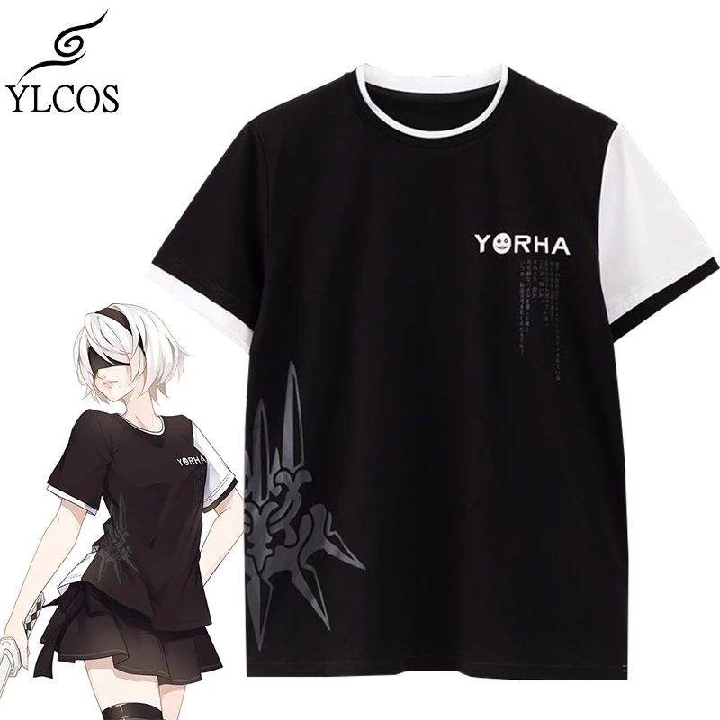 Игра NieR:Automata Costume YoRHa No. 2 Тип B футболка для косплея черный костюм с коротким