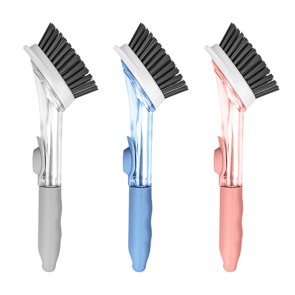 

Double Use Kitchen Cleaning Brush Scrubber Dish Bowl Washing Sponge Automatic Liquid Dispenser Kitchen Pot Cleaner Tool