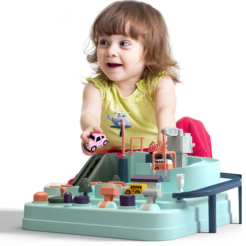 Fun Car Adventures Track Game Toys Car Macaron Color Table Games Children Education Gifts Puzzle Adventure Toys Kids Christmas