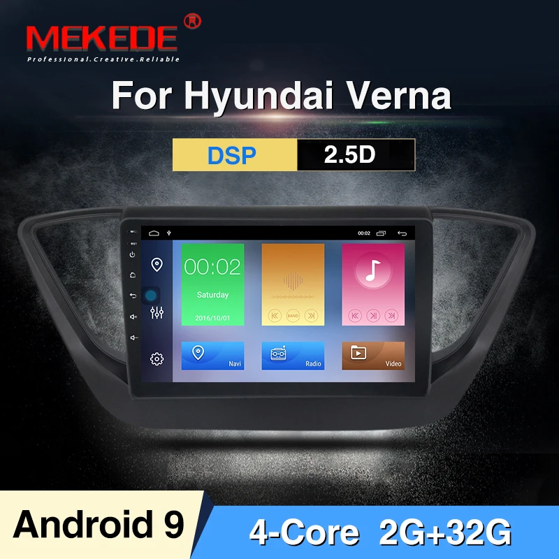 MEKEDE 4 аппарат не привязан к оператору сотовой связи 9853 Octa 8 Core автомобильный радио мультимедиа аудио плеер gps навигации для Hyundai Solaris Verna 2DIN без dvd - Цвет: black 32G