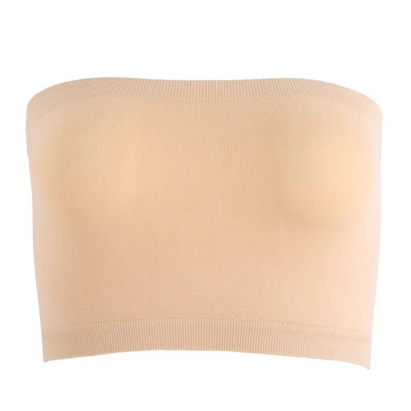 One-Piece Seamless Elastic Strapless Bandeau Bra Tube Top Bra Womens One Size - Цвет: FC