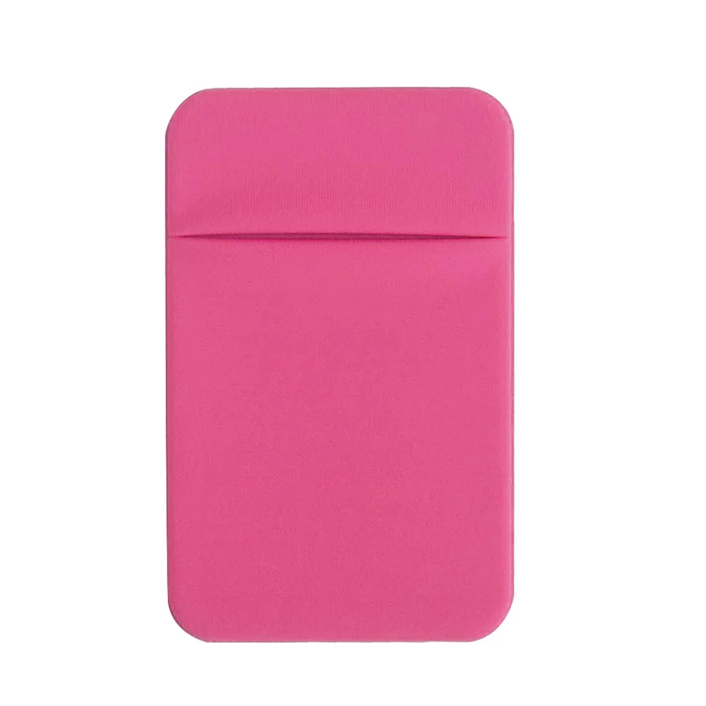 500PCS Stick-on Phone Card Bag Universal Credit Mini Pouch Card Holder Case Adhesive Wallet Phone Back Slim Pocket - Цвет: Rose