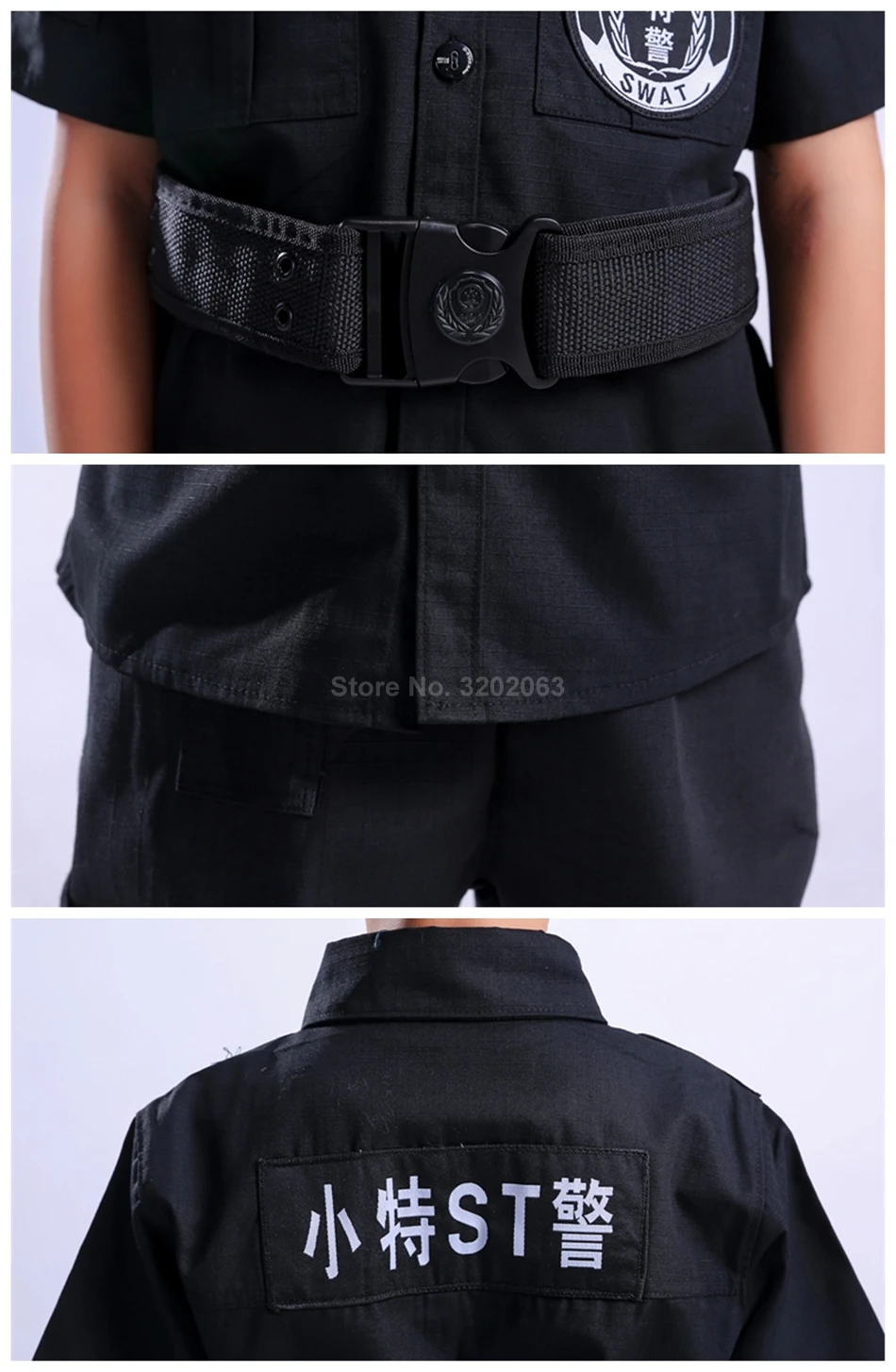 New Boy Cosplay for Policemen Kids Army Police Uniform Performance Policemen Costumes Coat+Pant+Belt+Cap Special Police Clothing