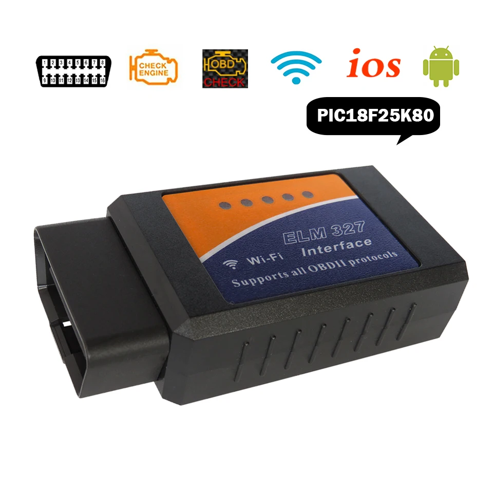ELM327 WIFI V1.5 OBD2 автомобильный диагностический сканер для Android/iOS ELM 327 V 1,5 ELM-327 OBD 2 OBDII диагностические инструменты PIC18F25K80
