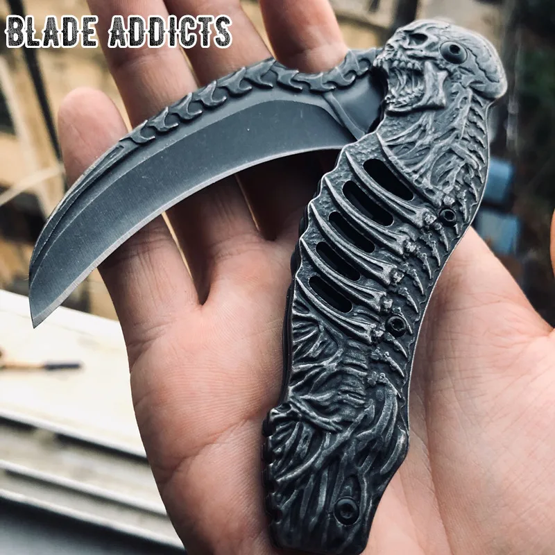 Grim Reaper нож Karambit в стиле Карибского моря помощь череп смерти 3D гравировальный
