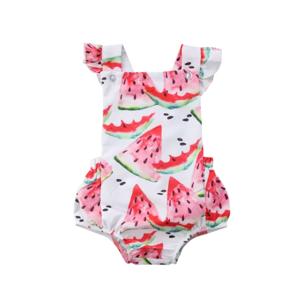 

0-18M Featured Summer Newborn Toddler Infant Baby Girl Romper watermelon Backless Jumpsuit Playsuit Outfit Set Clothes