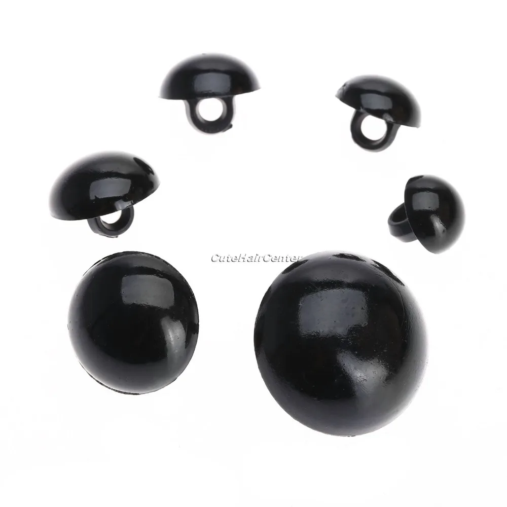 New 100Pcs/bag Black Resin Buttons Round Mushroom Domed Sewing Shank Black DIY Animal Eyes Toy Diy Decorative Buttons For Kids