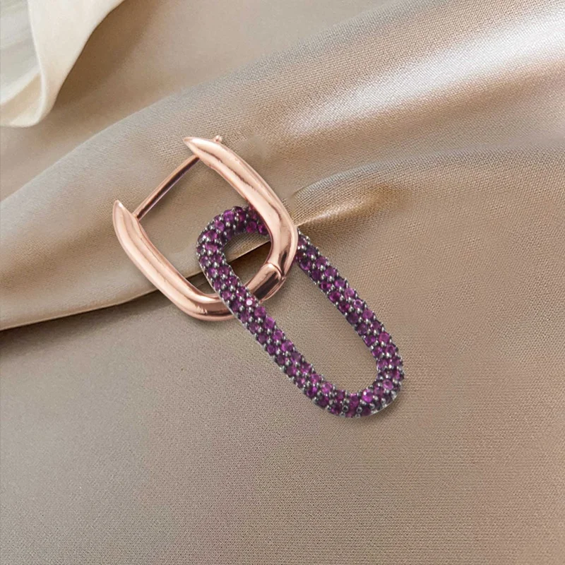Fashion Retro Earring Chain Shape Rhinestone Single Hoop Earring Jewellery S8M9 