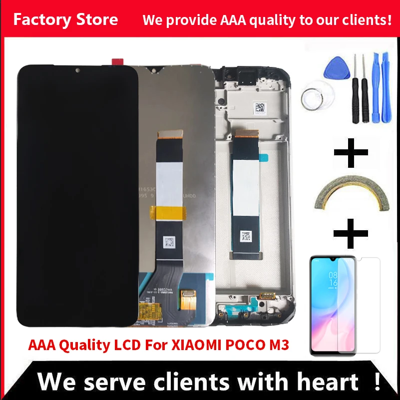Оригинальный ЖК-дисплей 6 53 дюйма для XIAOMI POCO M3 с рамкой FHD-экран ЖК-экран 10-Touch
