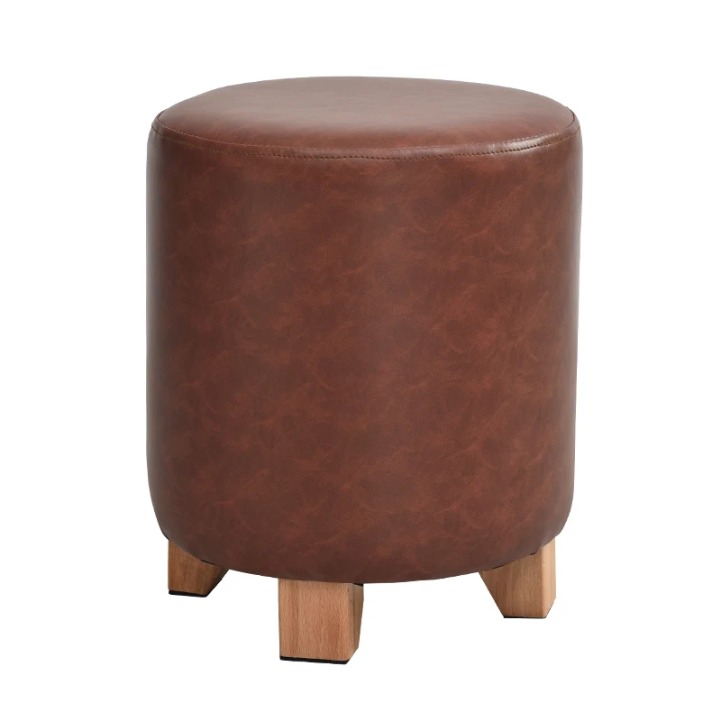 

Small Leather Stool, Shoes Changing At The Door, Stool In The Living Room, Fashionable Sofa Stool, Creative Round Stool, Househo