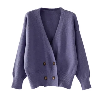 

Women Sweaters Autumn Winter warm Solid Pocket Button Cardigan Knit Long Sleeve Loose Long Coat @9