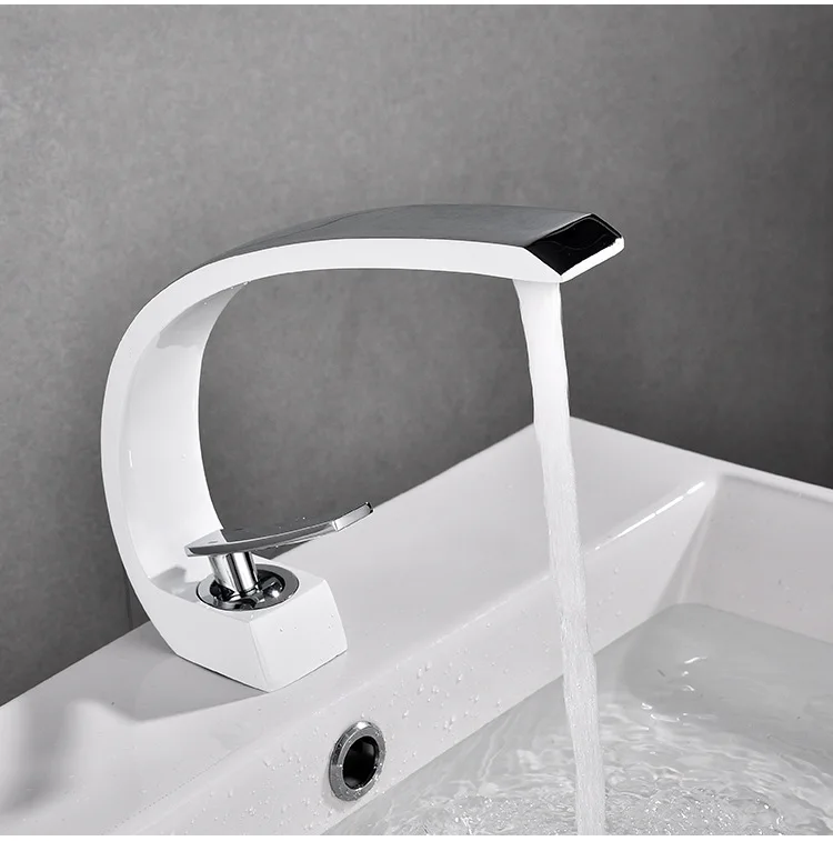 white-chrome Senducs латунный кухонный кран качественный полированный, хромированный, для кухни раковина кран на бортике оранжевый Луна Кухонные смесители - Цвет: white-chrome