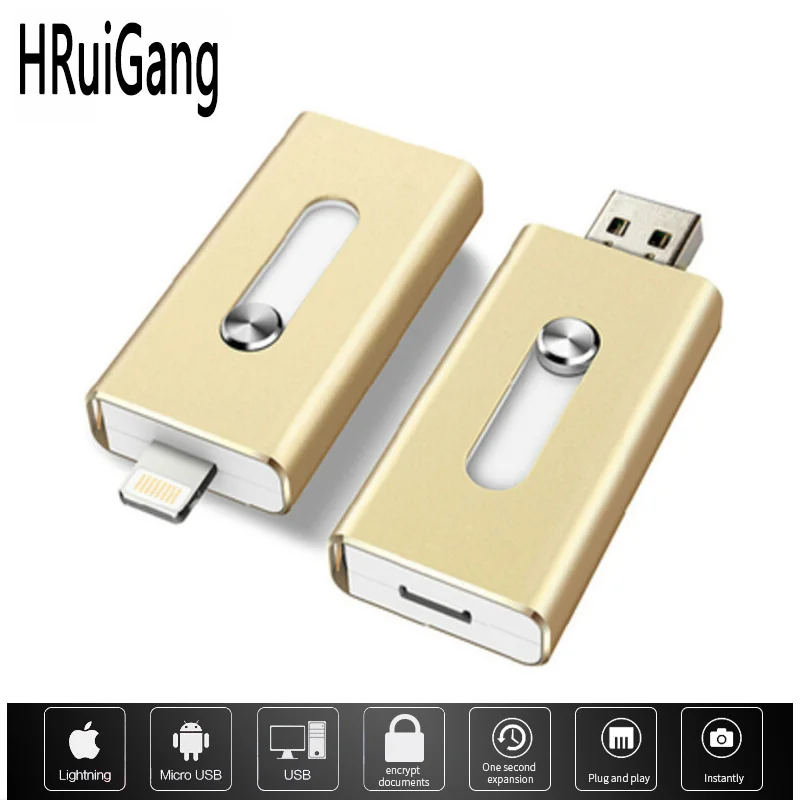 

Usb Flash Drive pendrive For iPhone 6/6s/6Plus/7/7Plus/8/X Usb/Otg/Lightning 3 in 1 Pen Drive For iOS External Storage Devices