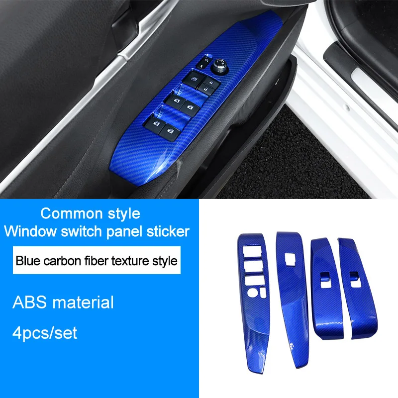 CF Blue 1 QHCP переключатель окна лифт кнопка рамка Крышка Панели Отделка Наклейка ABS углеродного волокна древесины зерна 4 шт./компл. специально для Toyota Camry - Название цвета: CF Blue 1