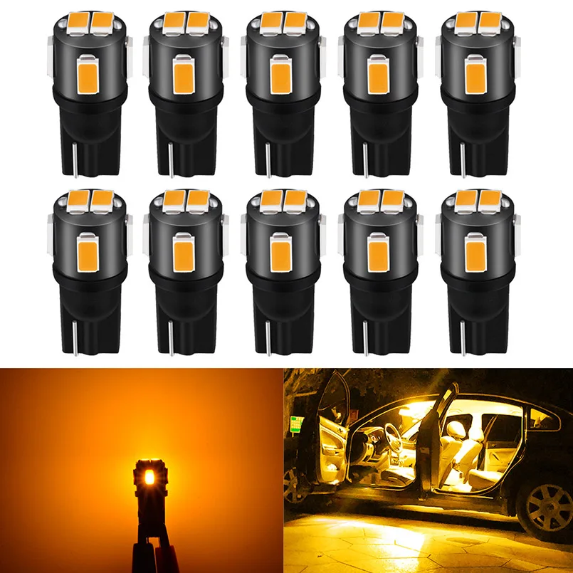1 Pack T10 W5W Led canbus light Bulbs 194 168 no error 5630SMD Car LED Dome Reading Interior Trunk Lamps Lights 6000K Amber 12V