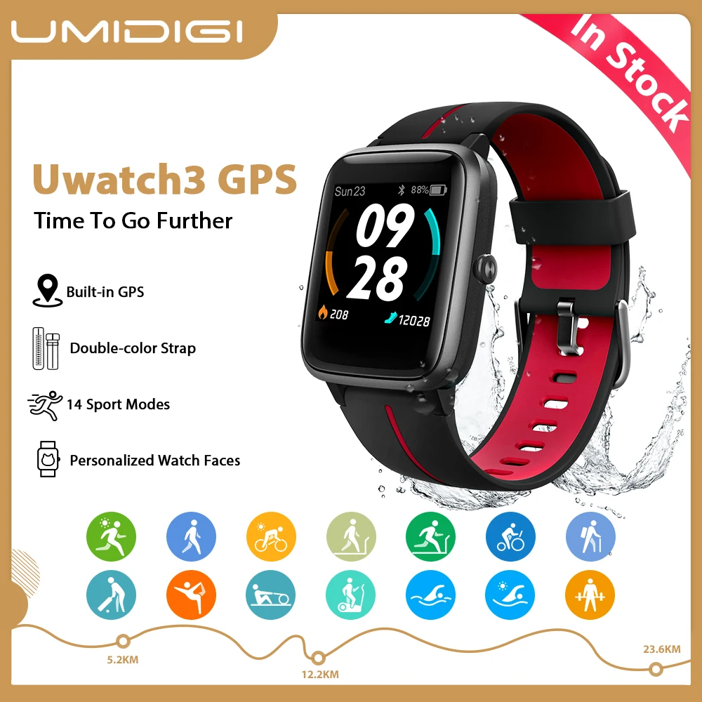 UMIDIGI Uwatch3 GPS Smart Watch Heart Rate Monitor 1.3 \