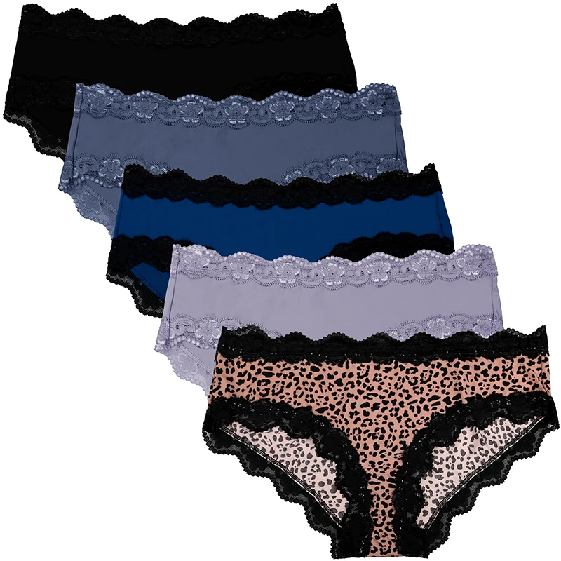 Comsoft Women Underwear Set 5pcs/Lot Super Silky Nylon Panties