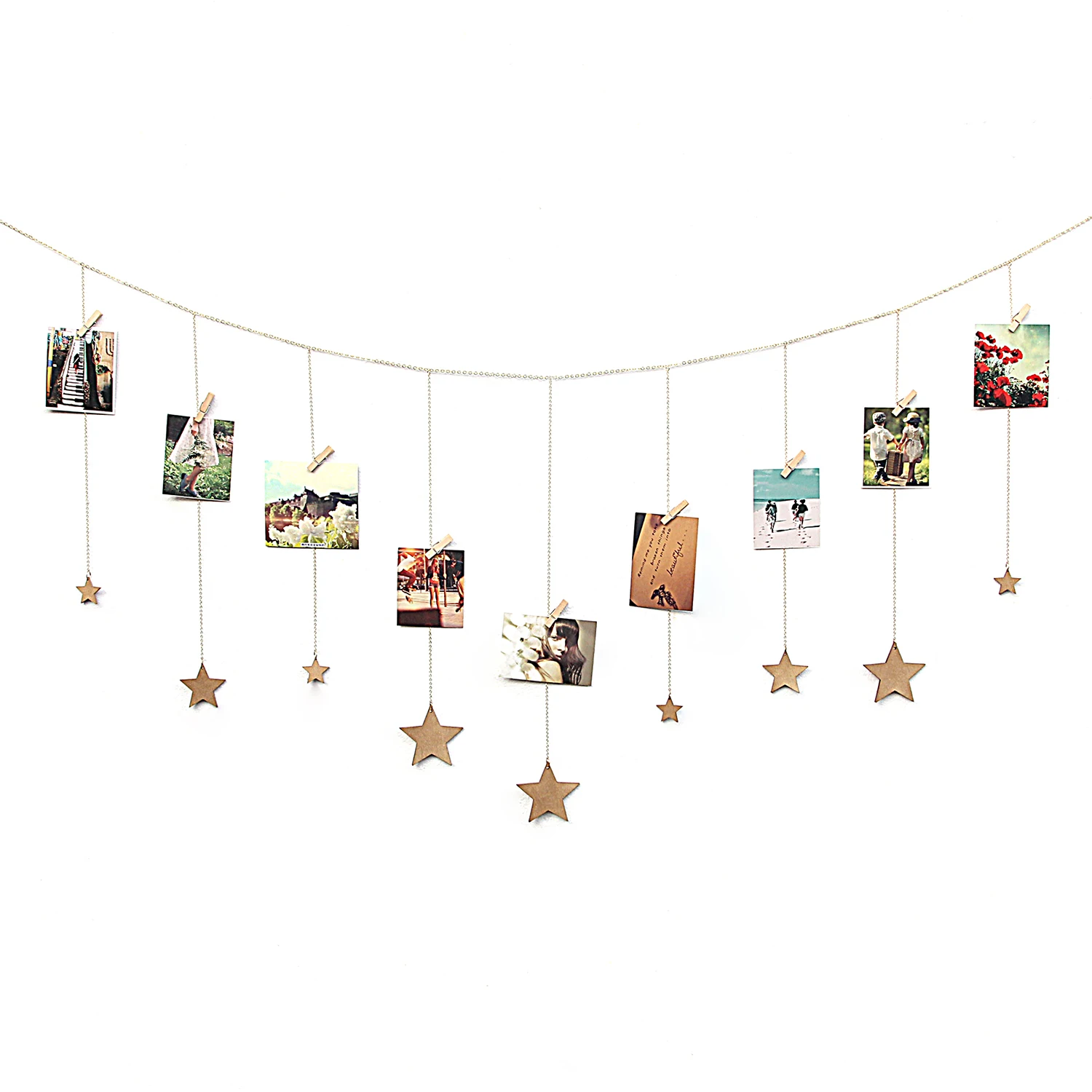 

Nordic Decoration Home Hanging Photo Show Jupiter Garland Chain Picture Frame Collage Strip 30 Wooden Clip Wall Art room decor
