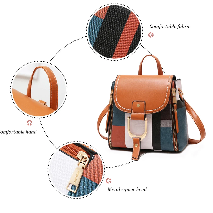  KM Fashion Mini Backpack Women Soft Touch Multi-Function Small Backpack Female Leather Shoulder Bag - 33016774031