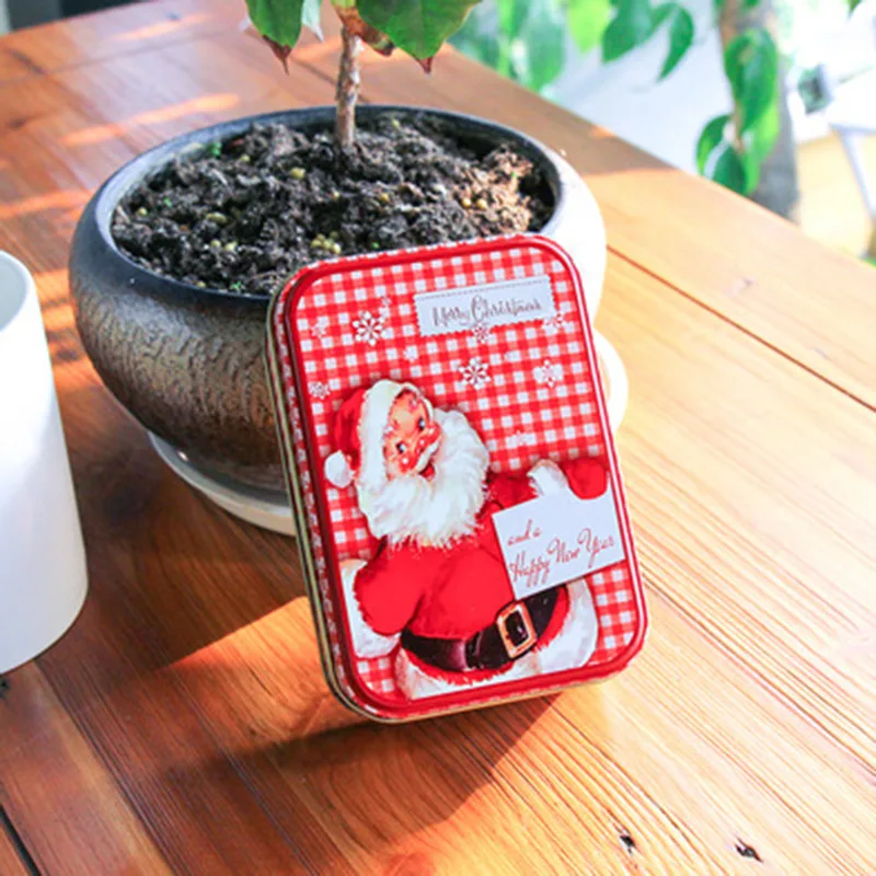 B Christmas Storage Candy Tin Box Candy Jar Xmas Snowman Box Tea Leaf Case Storage Organizer Christmas Decorations For Home - Цвет: B