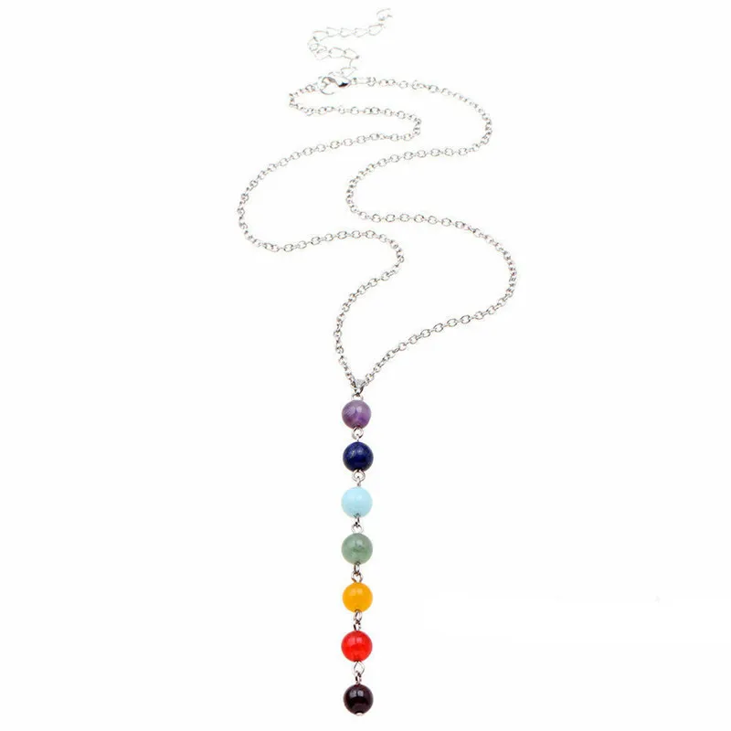 7 Chakra Edelstein Anhänger Halskette Frauen Yoga Reiki Heilung Balancing Maxi Chakra Halsketten Bijoux Femme Schmuck 2024 Neu 4