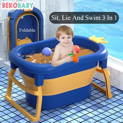 Bekobaby Folding Baby Bathtub Portable Baby Shower Tubs With Non-slip Cushion Large Size Children Bath Bucket Newborn Supplies