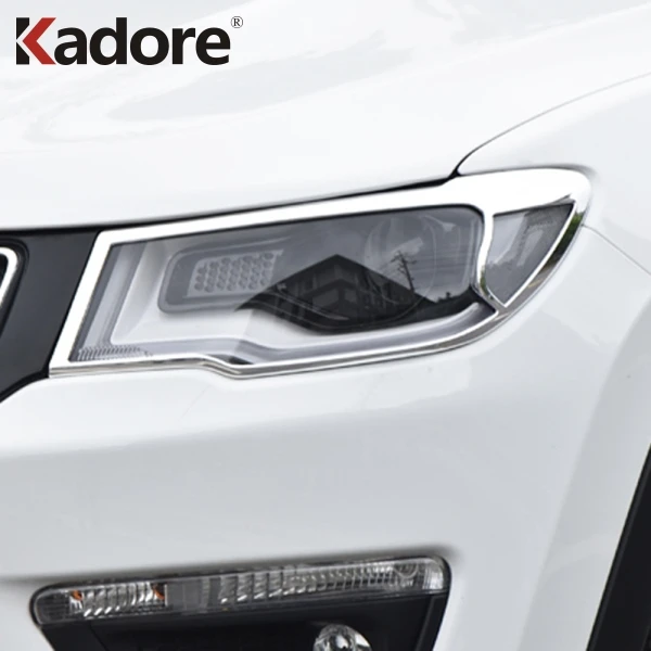 Для Jeep Compass хромированные наклейки для фар Накладка внешние аксессуары для автомобиля Стайлинг передняя лампа