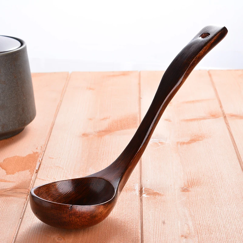 

1Pc Wooden Deep Ladle Scoop Multi Wooden Cooking Spoon Reusable Kitchen Soup Porridge Spoon utensil Tool