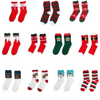 

Winter Christmas Stockings Floor Socks Polyester Fiber Socks For Women Girl Gift 11 colors