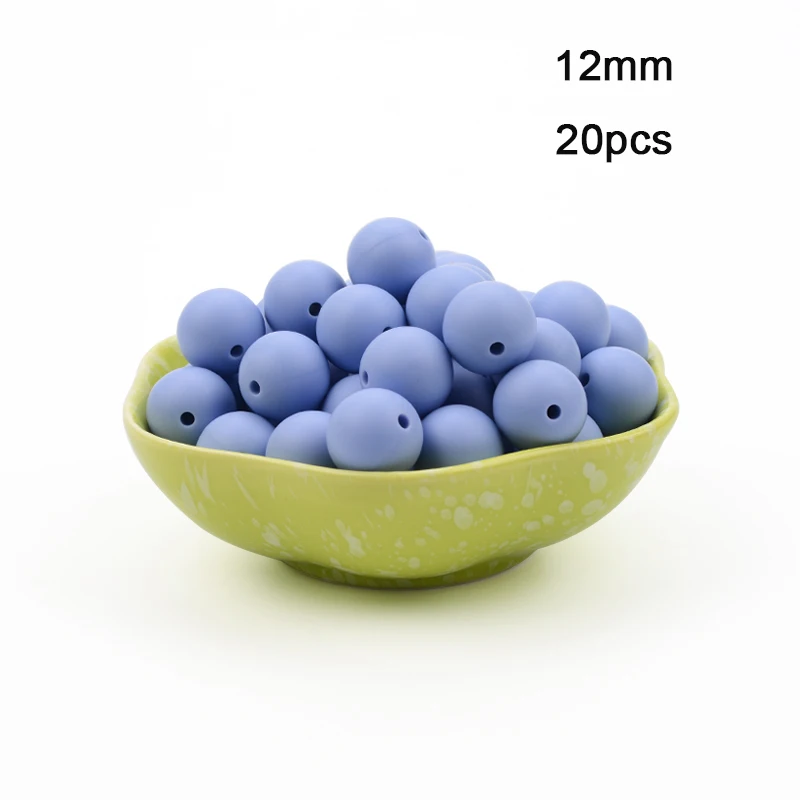 Serenity LOFCA 12 мм 20 шт./лот Силиконовые Круглые бусины пищевого класса BPA Бесплатно Силиконовые Прорезыватели для зубов Детская жевательная для прорезывания зубов бусины игрушки для DIY - Цвет: Serenity