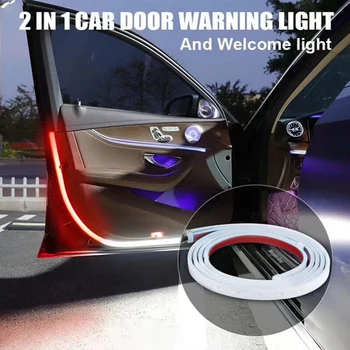 

2Pcs Universal Car Door Opening Warning Light White Welcome LED Lights Strobe Flashing Red Anti Rear-end Collision Safety Lamps